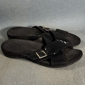 Vionic Dorie Slide Sandals Black Snake Print Women's Size 10